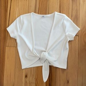 Ribbed tie front crop top
